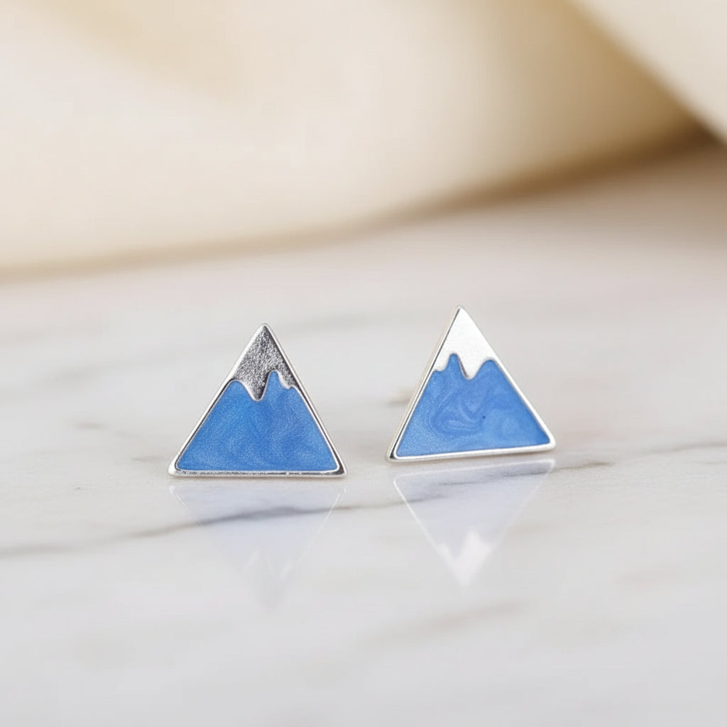 Sterling Silver Snow Mountain Stud Earrings