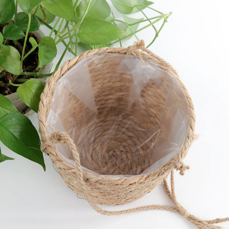 Woven Jute Hanging Planter Basket