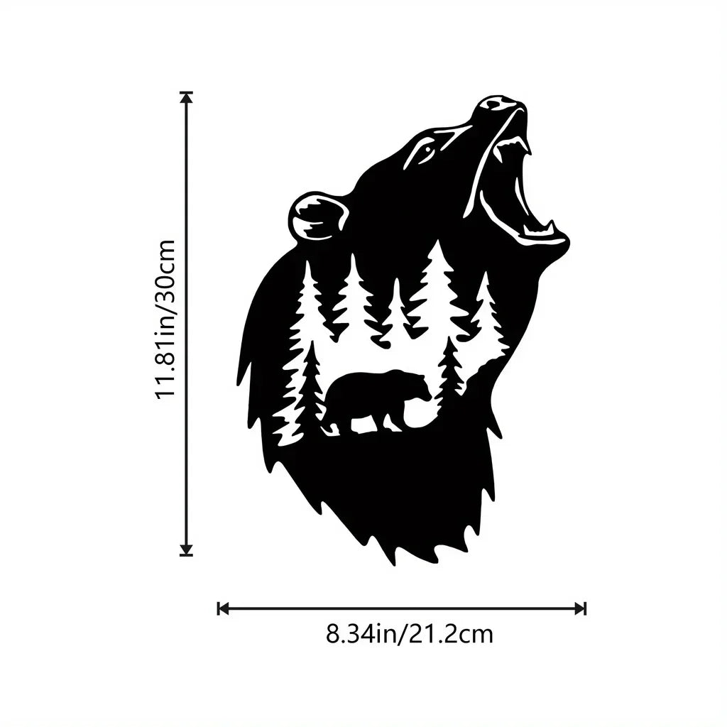Roaring Bear Head Wall Art