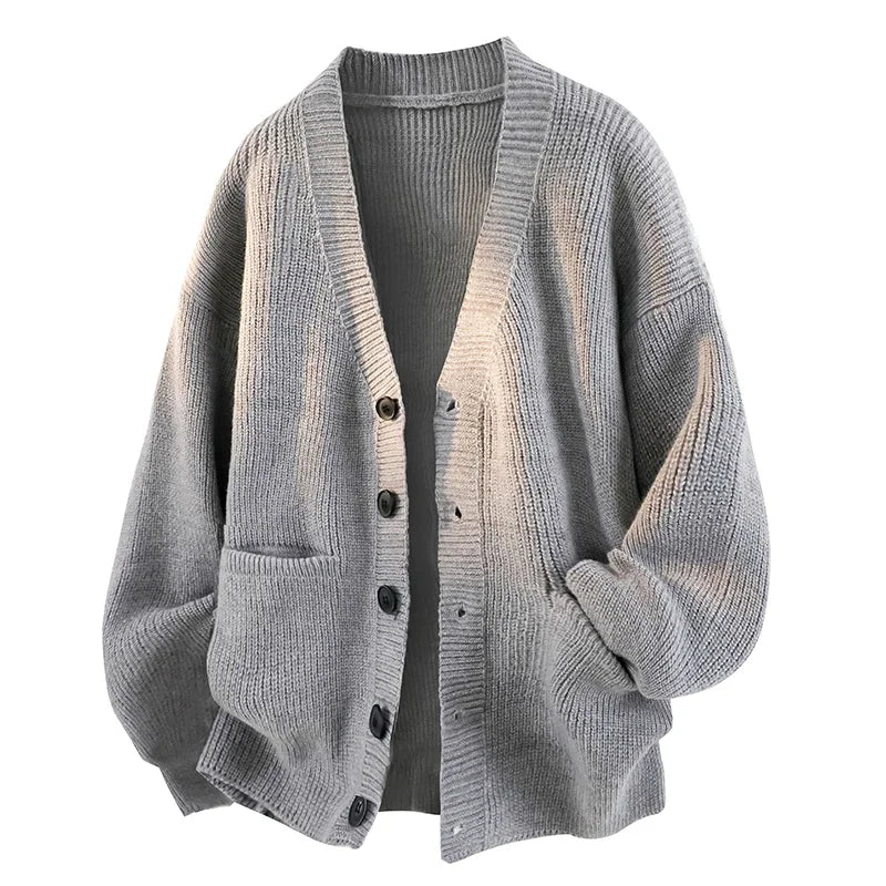Men's V-Neck Button Knit Cardigan