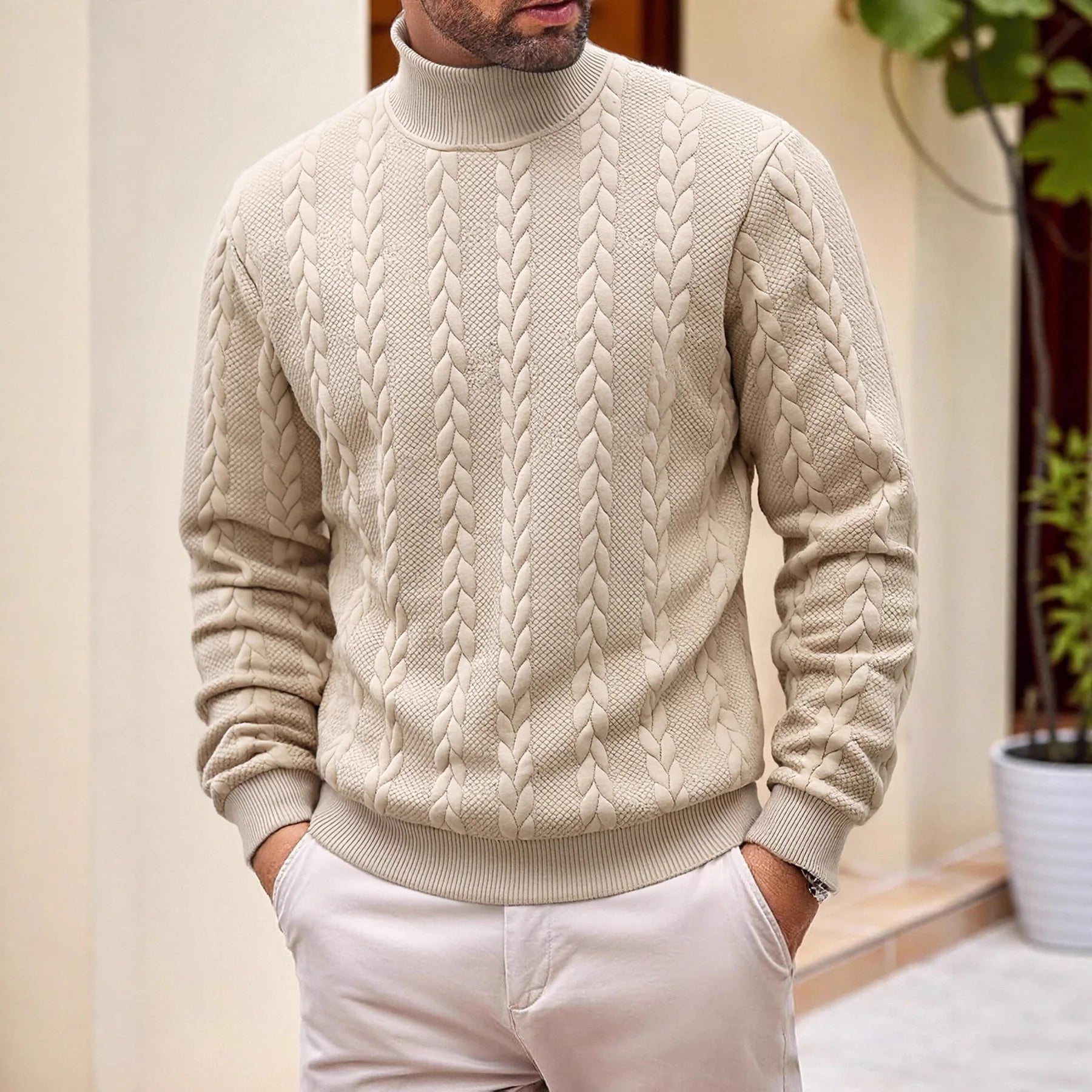 Men's Solid Knit Pullover Sweater