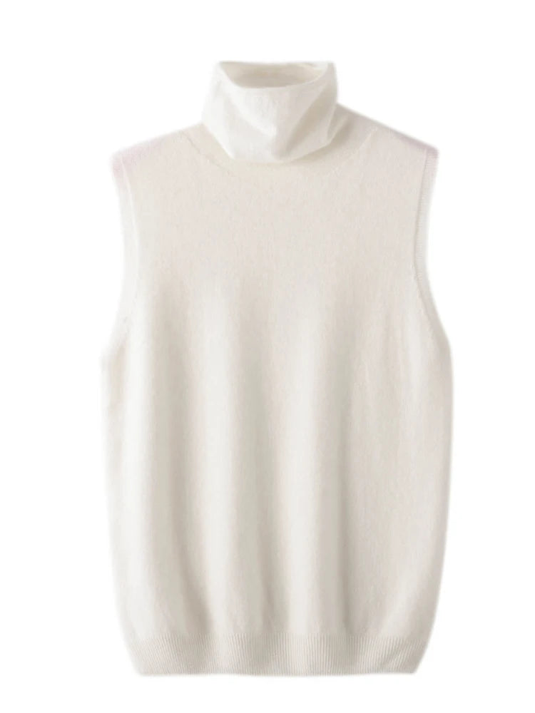 Women's 100% Merino Wool Turtleneck Sweater Vest