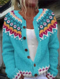 Women's Print Button Knit Cardigan