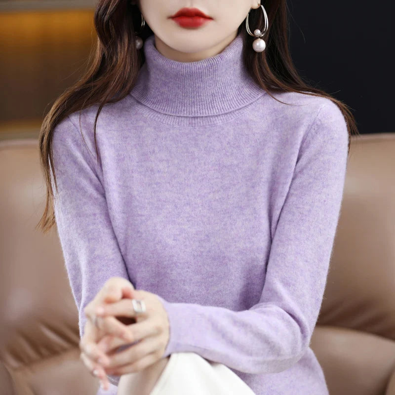 Women's 100% Merino Wool Turtleneck Sweater | Soft Knit Pullover
