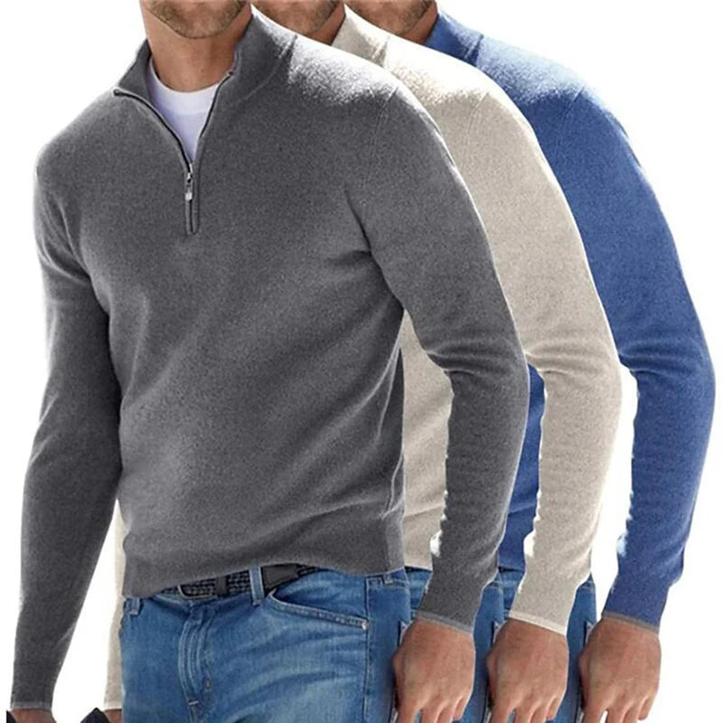 Men's V-Neck Half-Zip Lightweight Pullover Sweater | Casual Spring & Autumn Knit