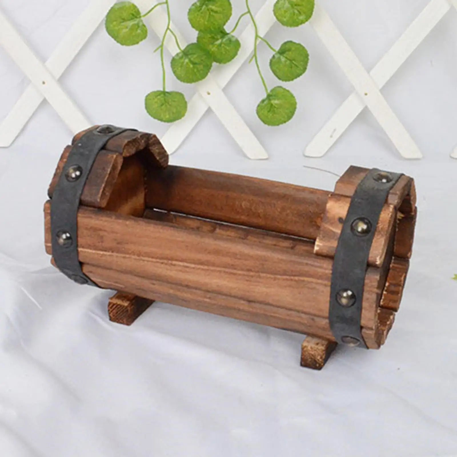 Rustic Barrel Planter Pot