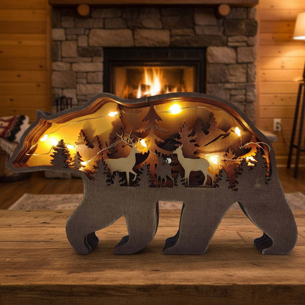Meegan Mountain Wood Bear & Moose Accent