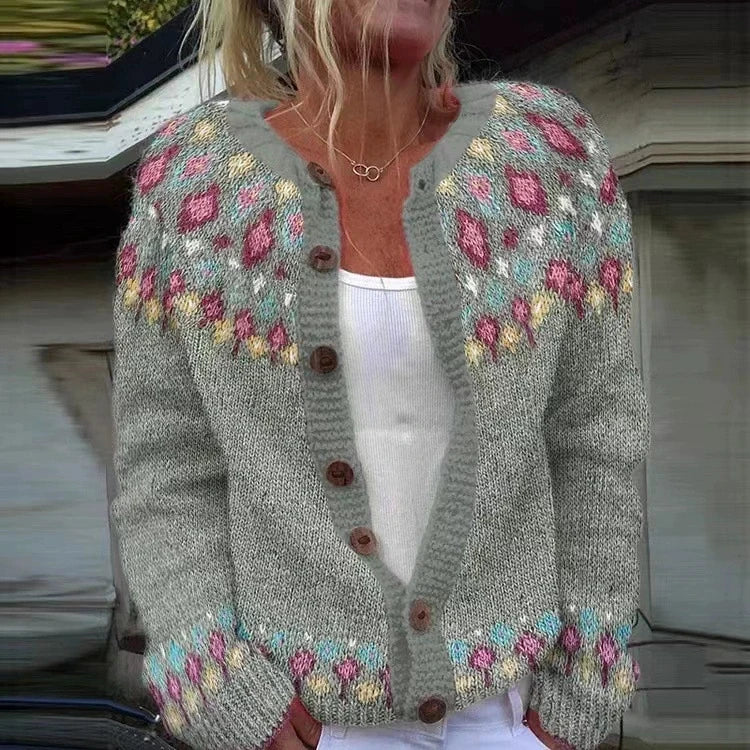 Women's Print Button Knit Cardigan