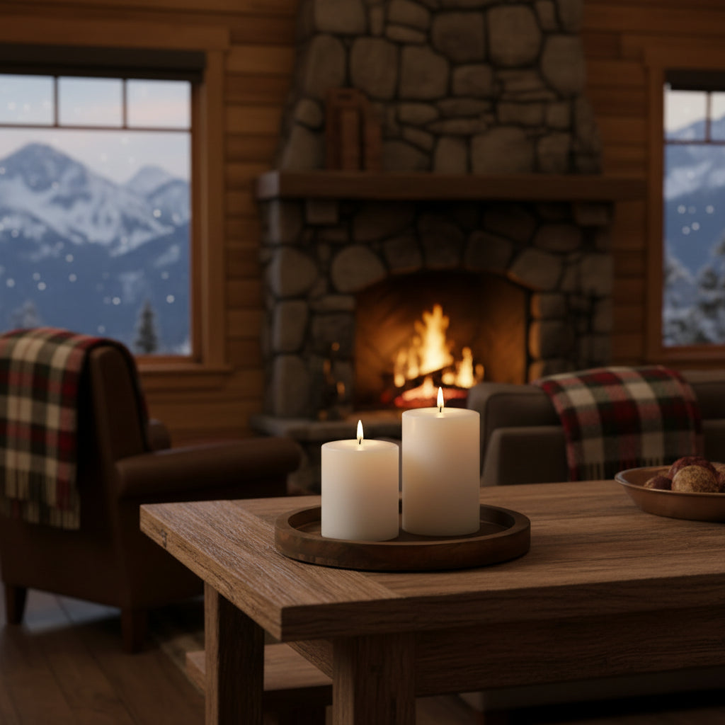 Meegan Mountain Rugged Round Wood Candle Tray