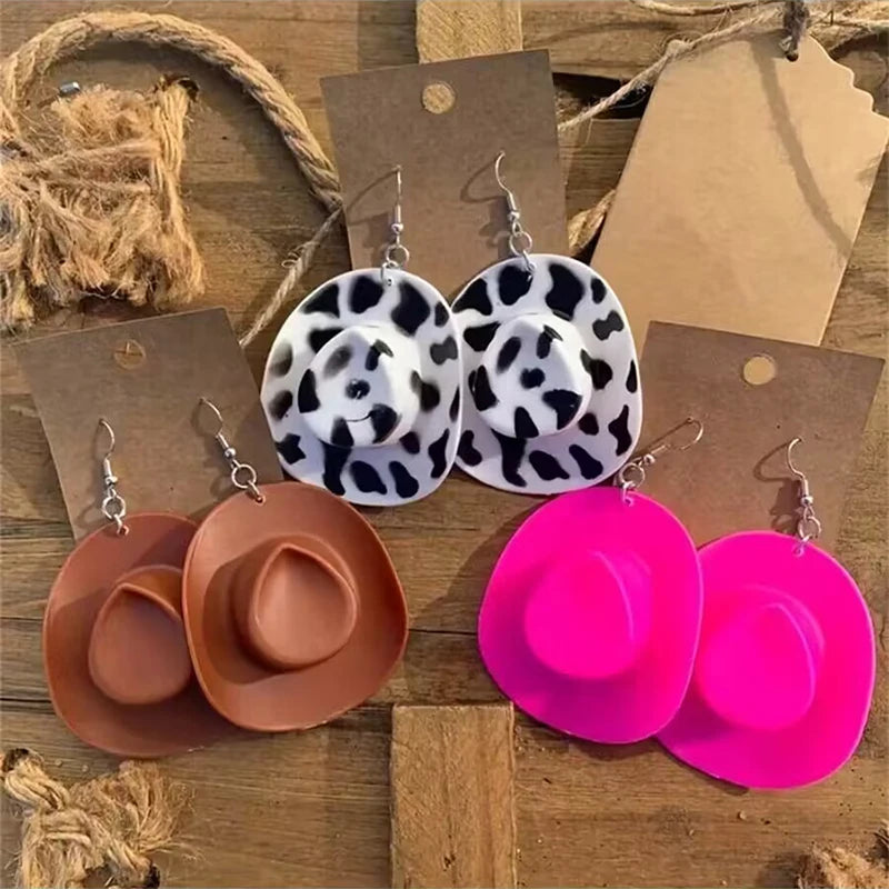 Cowgirl Hat Dangle Earrings