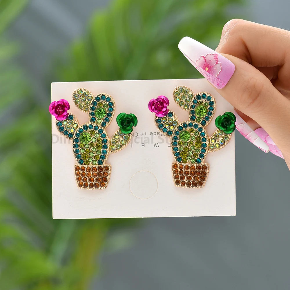 Cactus Crystal Stud Earrings