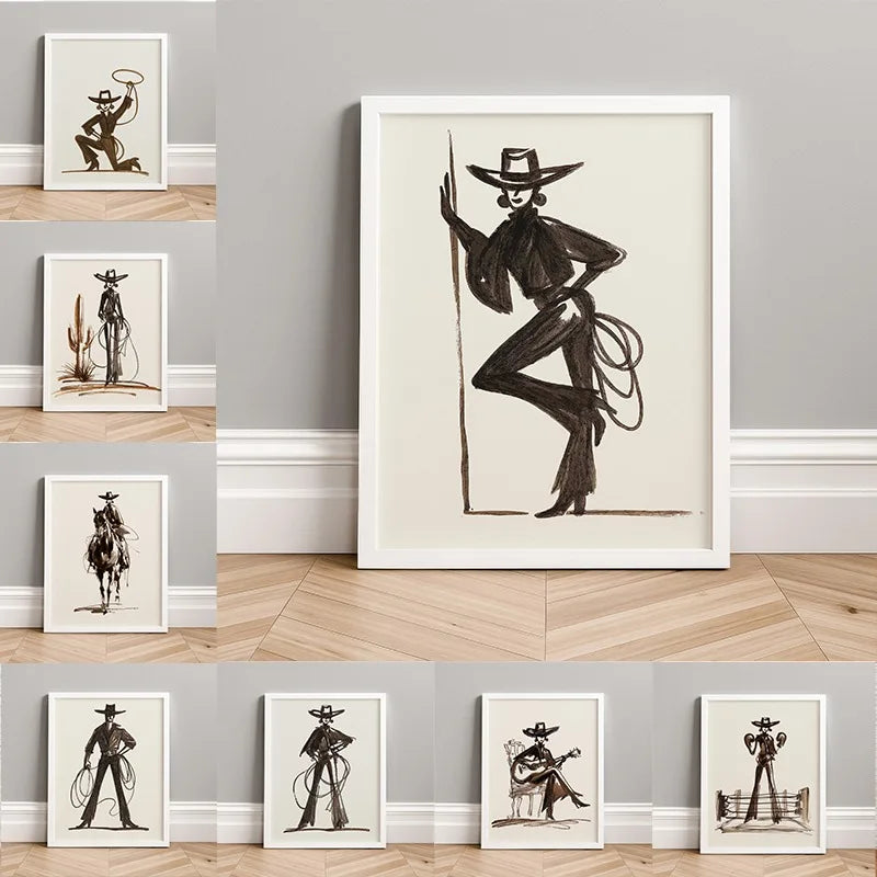 Western Cowgirl Canvas Wall Art Print
