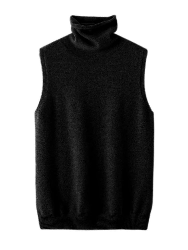 Women's 100% Merino Wool Turtleneck Sweater Vest