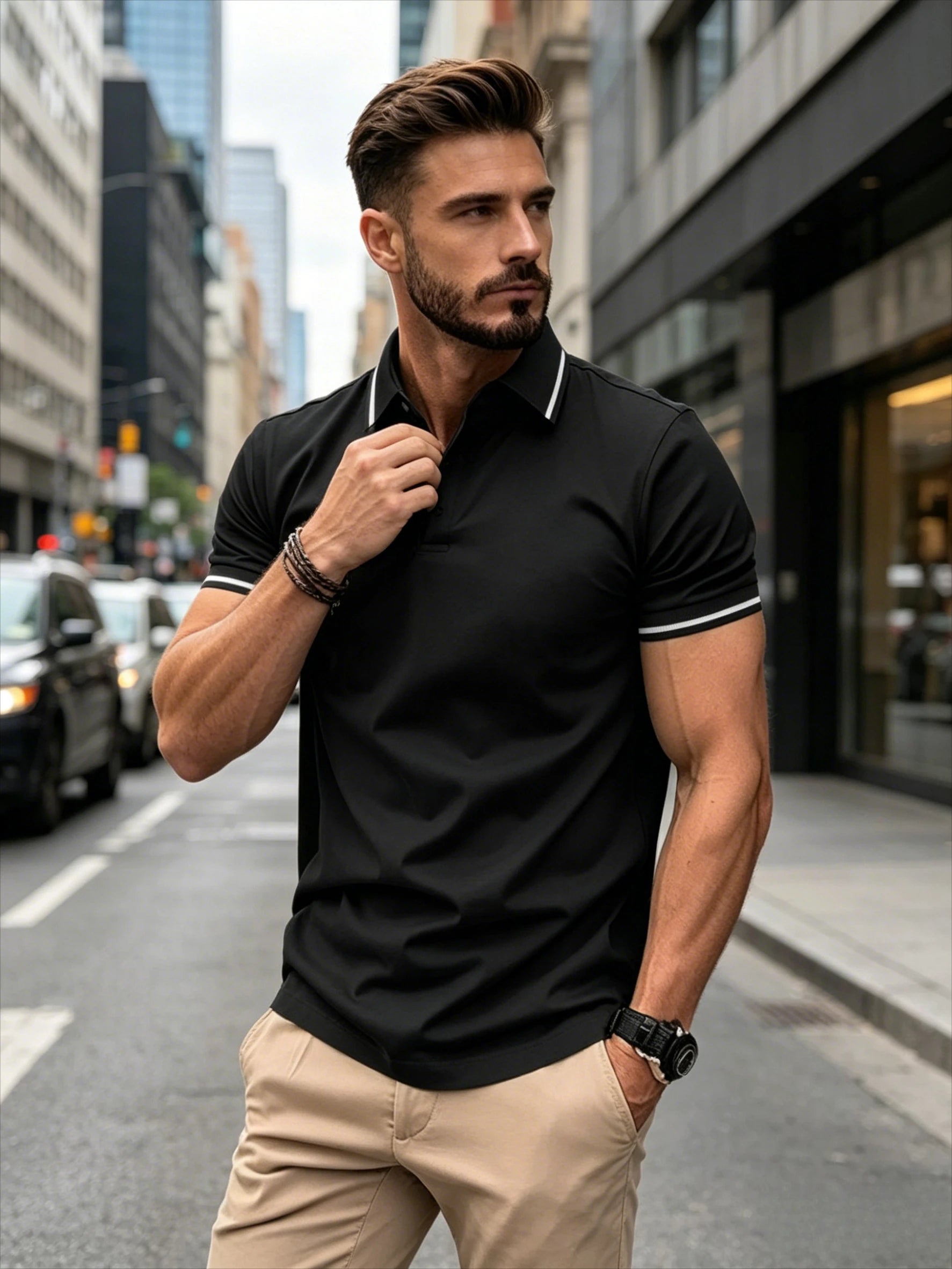 Men's Contrast Trim Polo Shirt