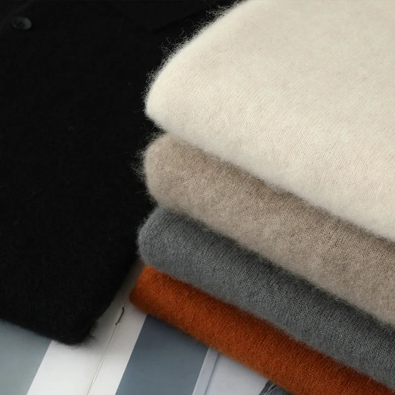 Men's Cashmere Half-Sleeve Polo Sweater