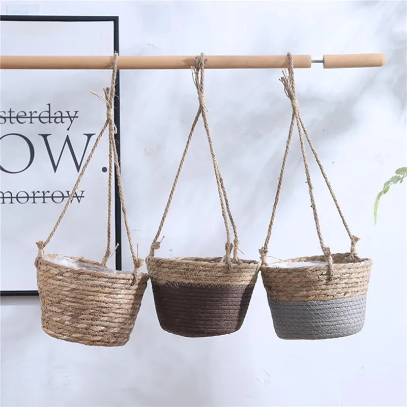 Woven Jute Hanging Planter Basket
