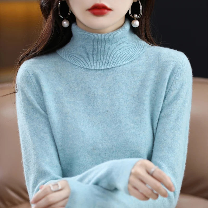 Women's 100% Merino Wool Turtleneck Sweater | Soft Knit Pullover