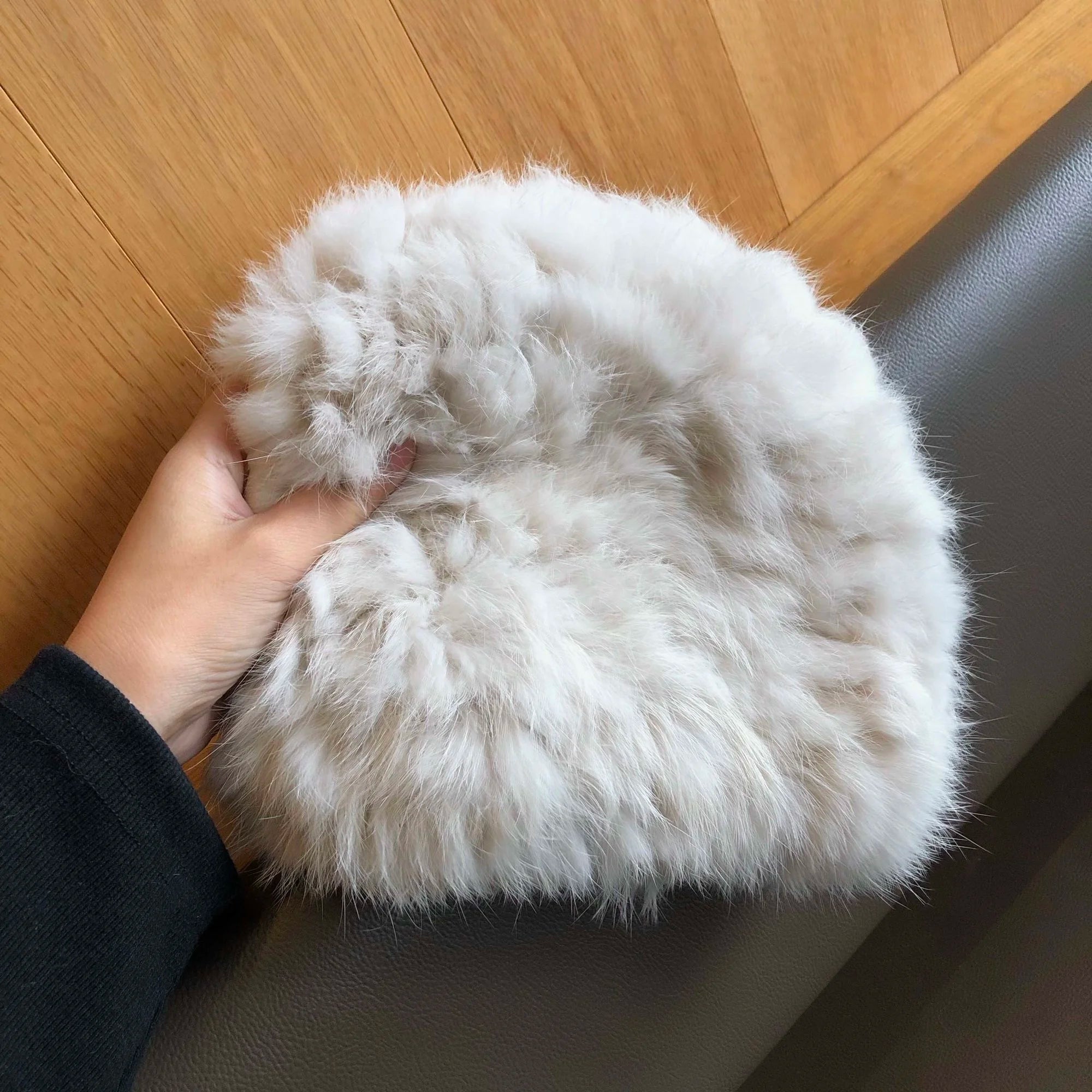 Women's Faux Rabbit Fur Knit Beanie