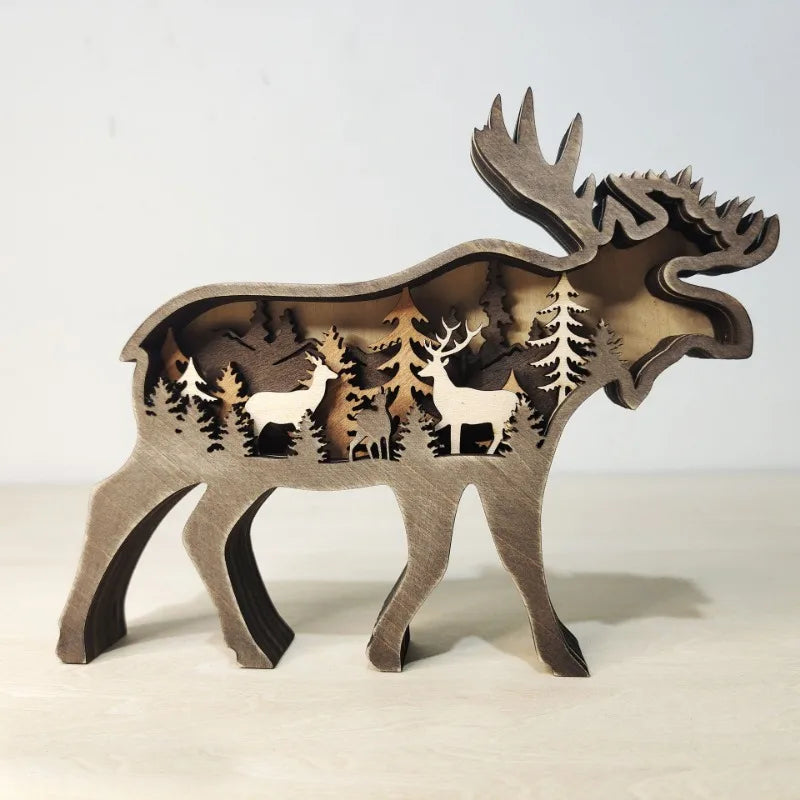 Meegan Mountain Wood Bear & Moose Accent