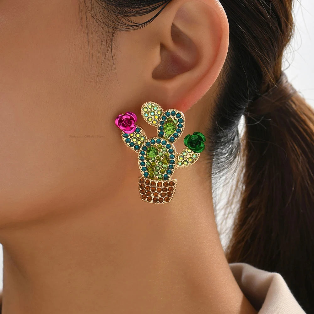 Cactus Crystal Stud Earrings