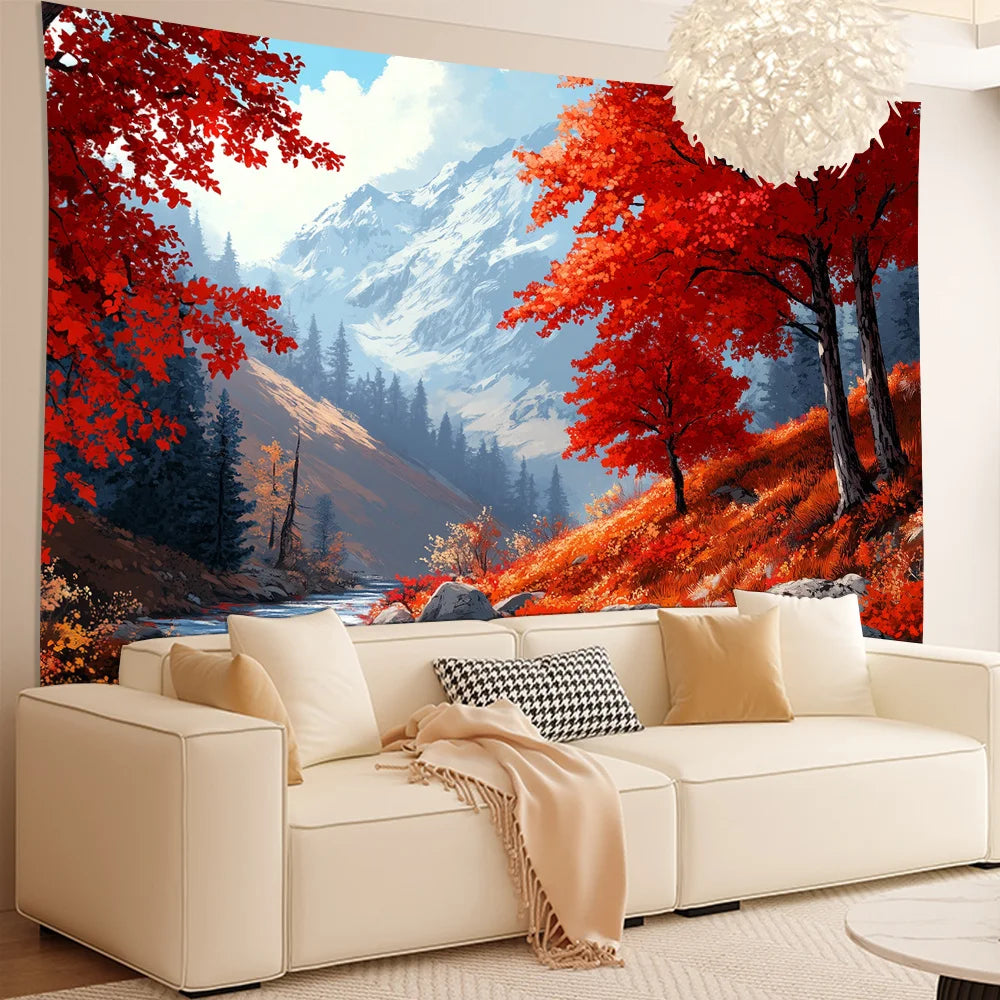 Autumn Mountain Stream Tapestry