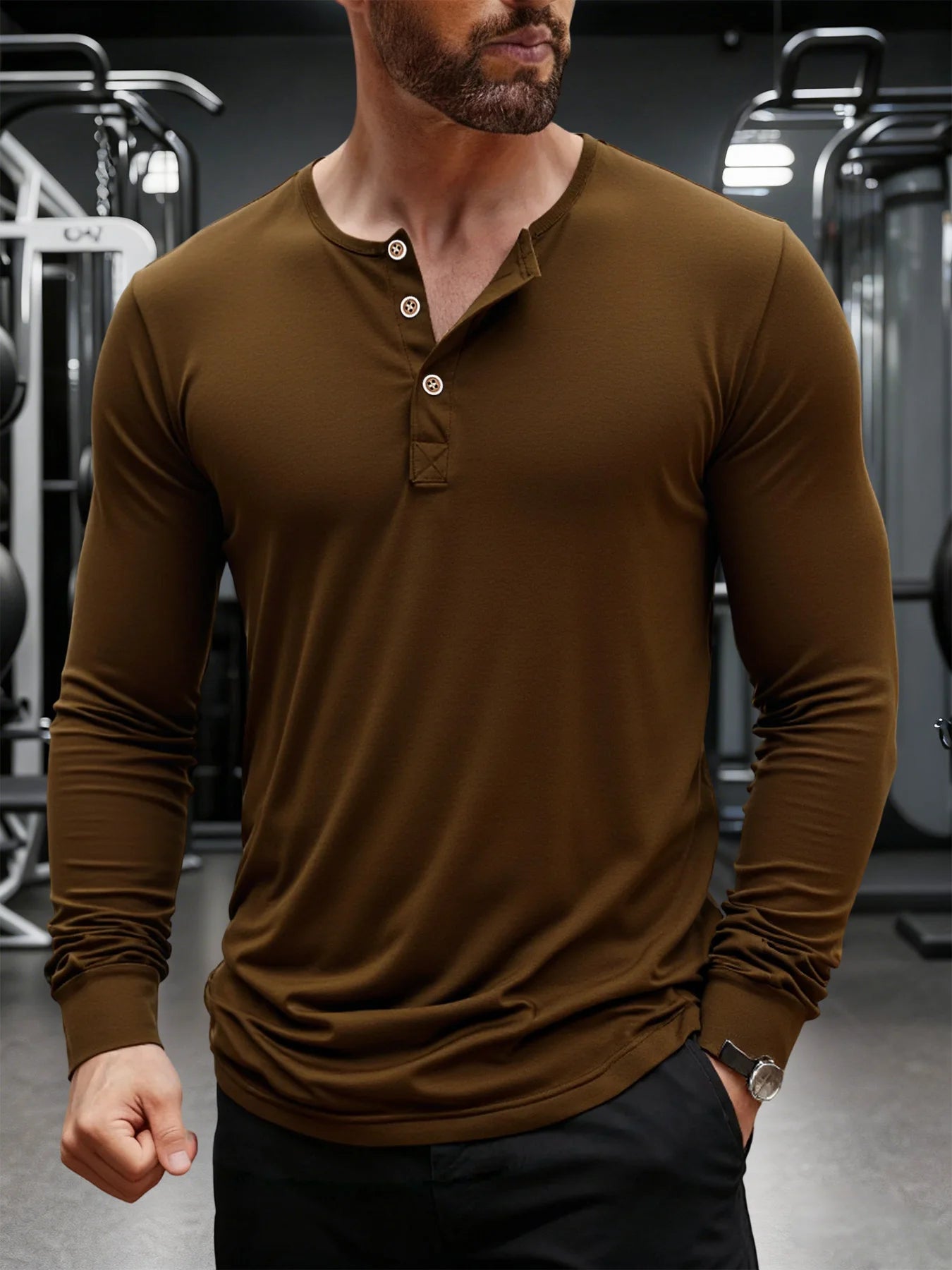 Men's Henley Long Sleeve T-Shirt