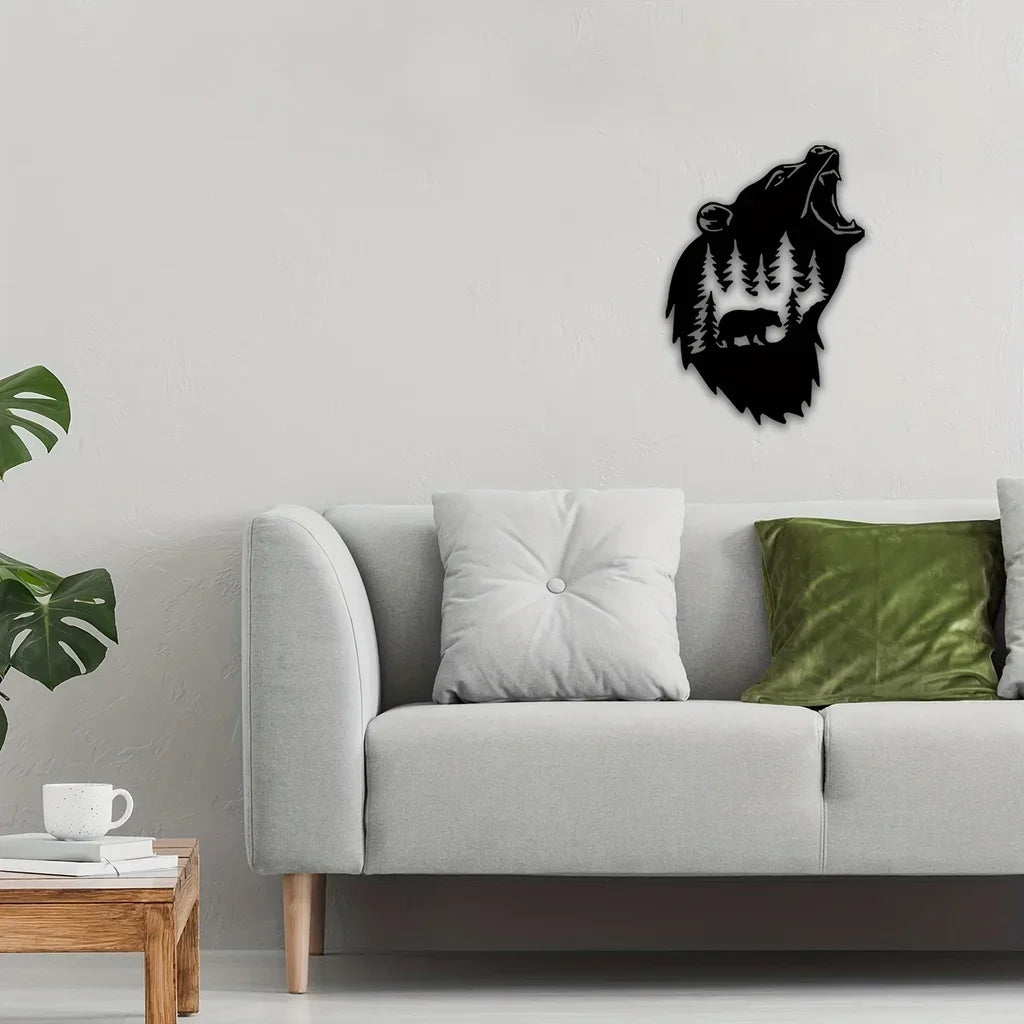 Roaring Bear Head Wall Art