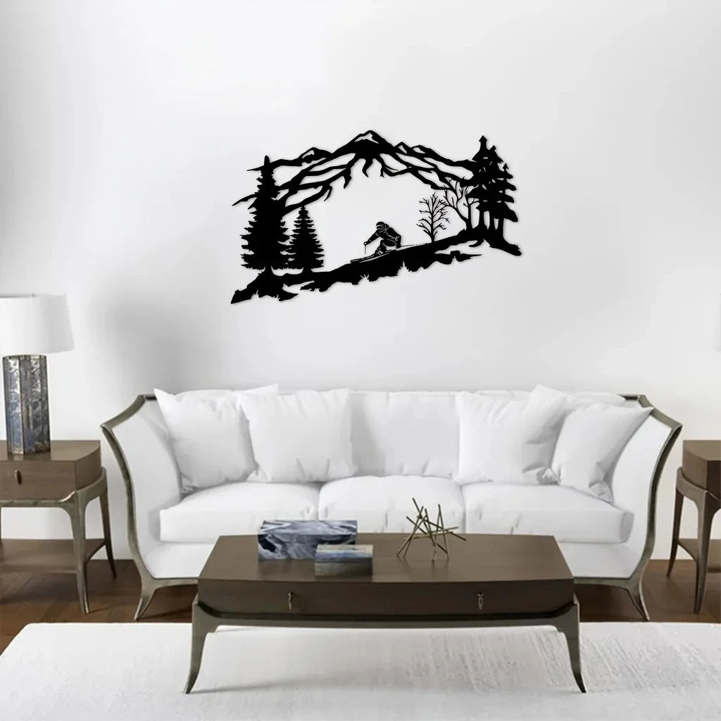 Mountain Skier Metal Wall Art