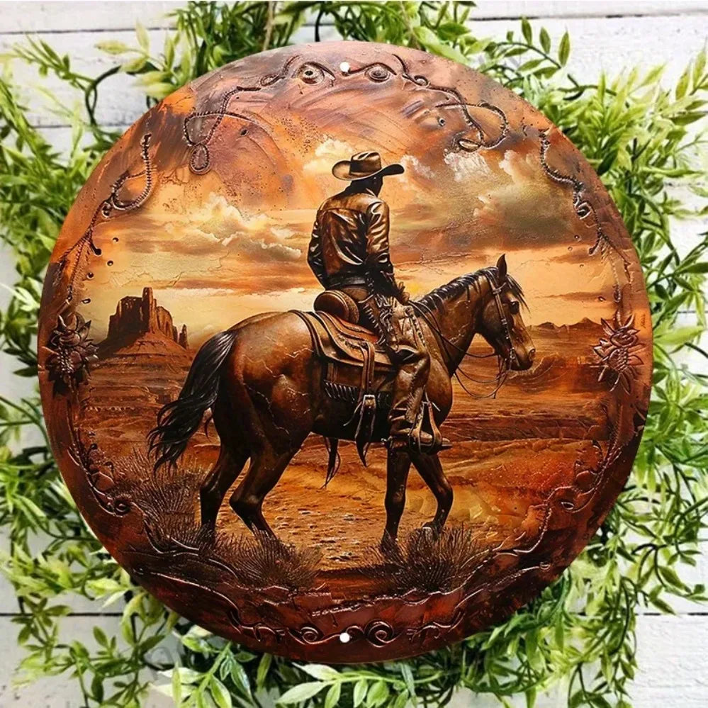 Cowboy Wild West Round Wall Art