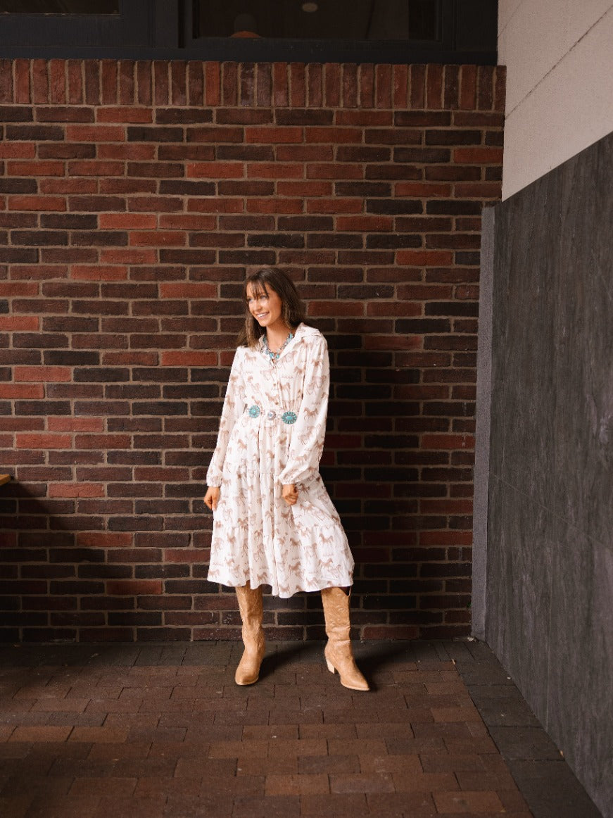 Women's Horse Print Shirt Dress