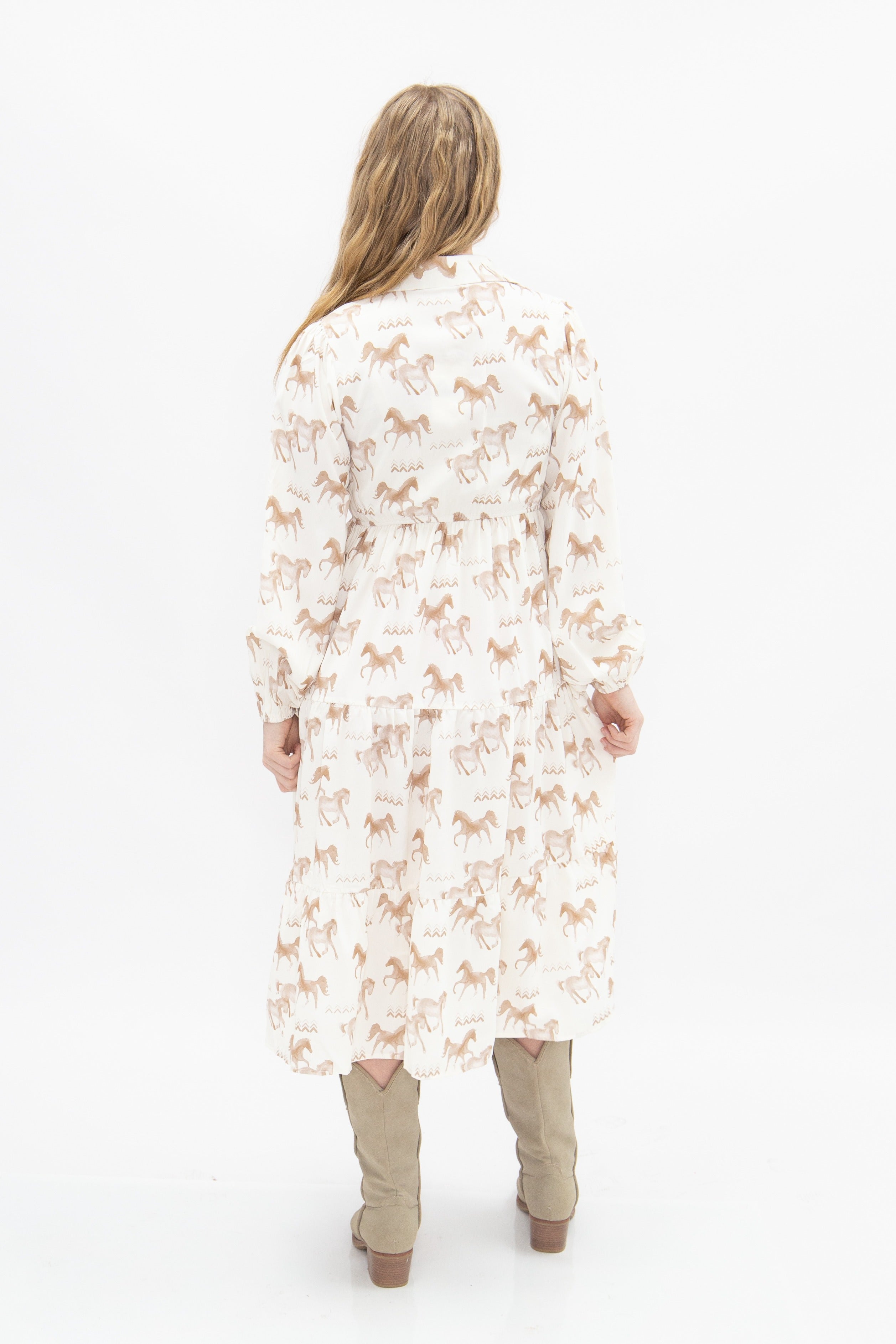 Women's Horse Print Shirt Dress