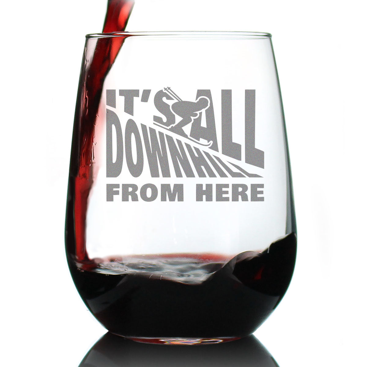 It's All Downhill Wine Glass