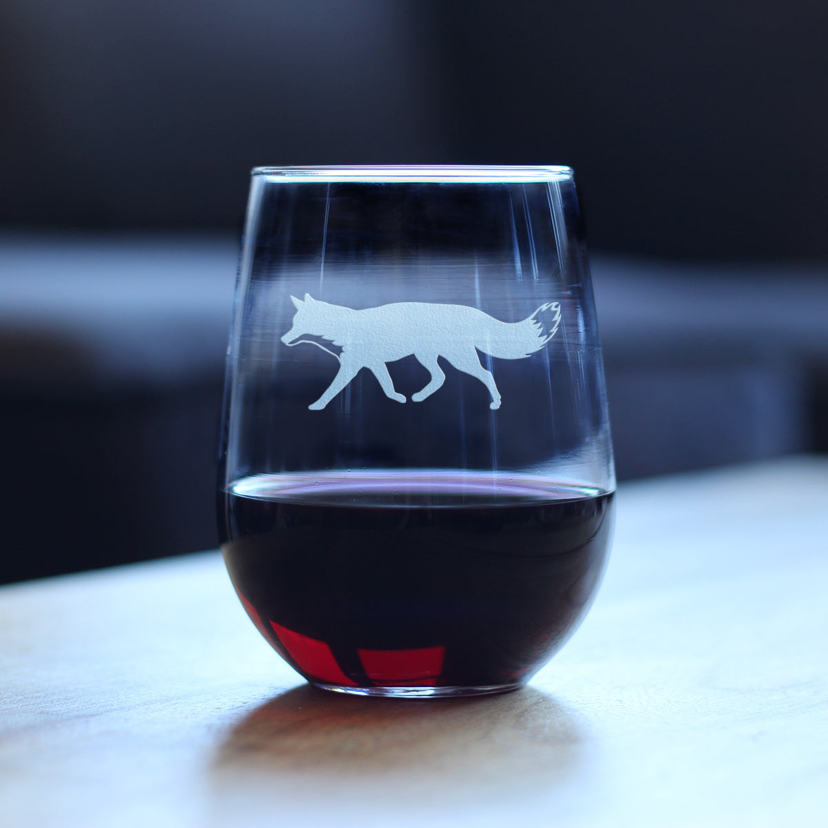 Fox Silhouette Stemless Wine Glass