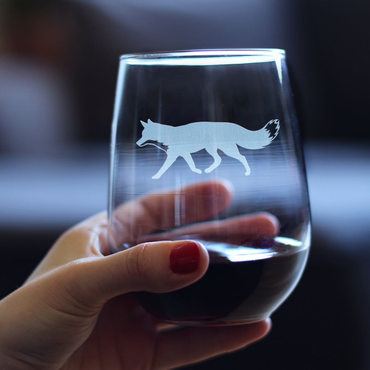 Fox Silhouette Stemless Wine Glass
