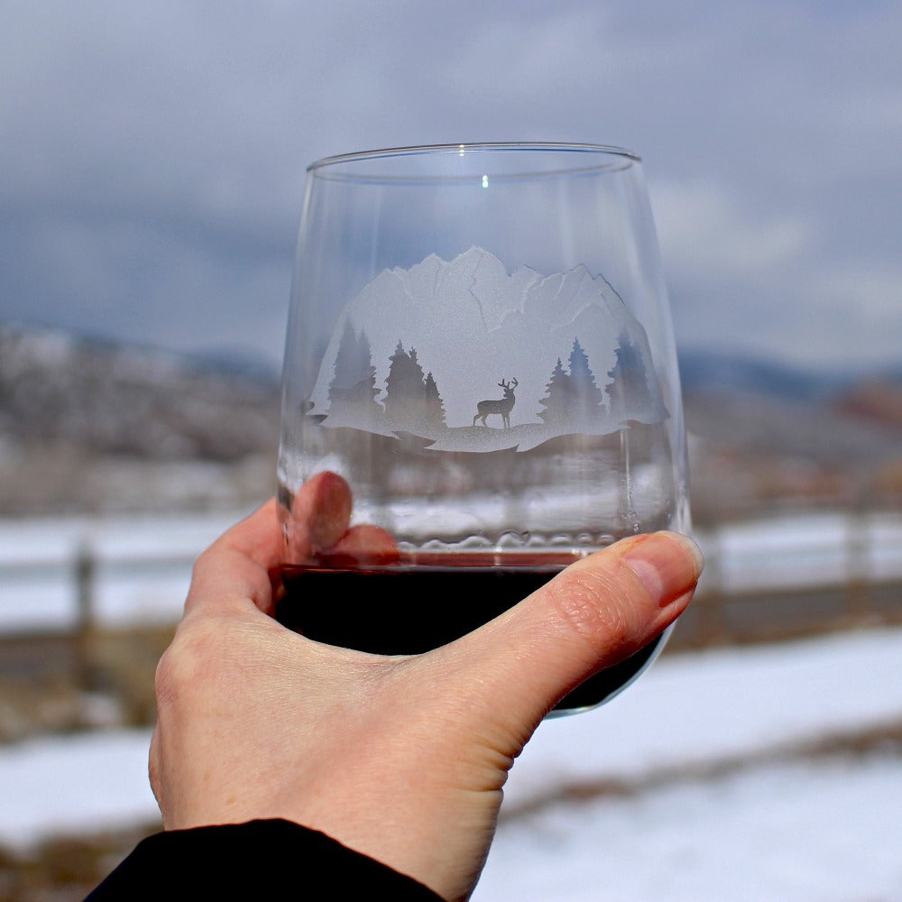 Majestic Mountains Stemless Wine Glass