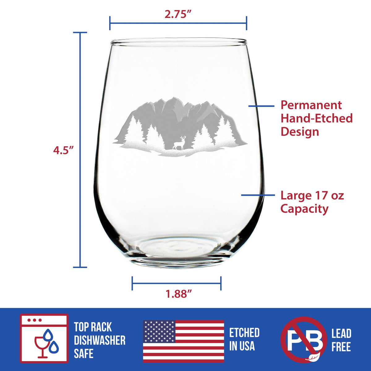 Majestic Mountains Stemless Wine Glass