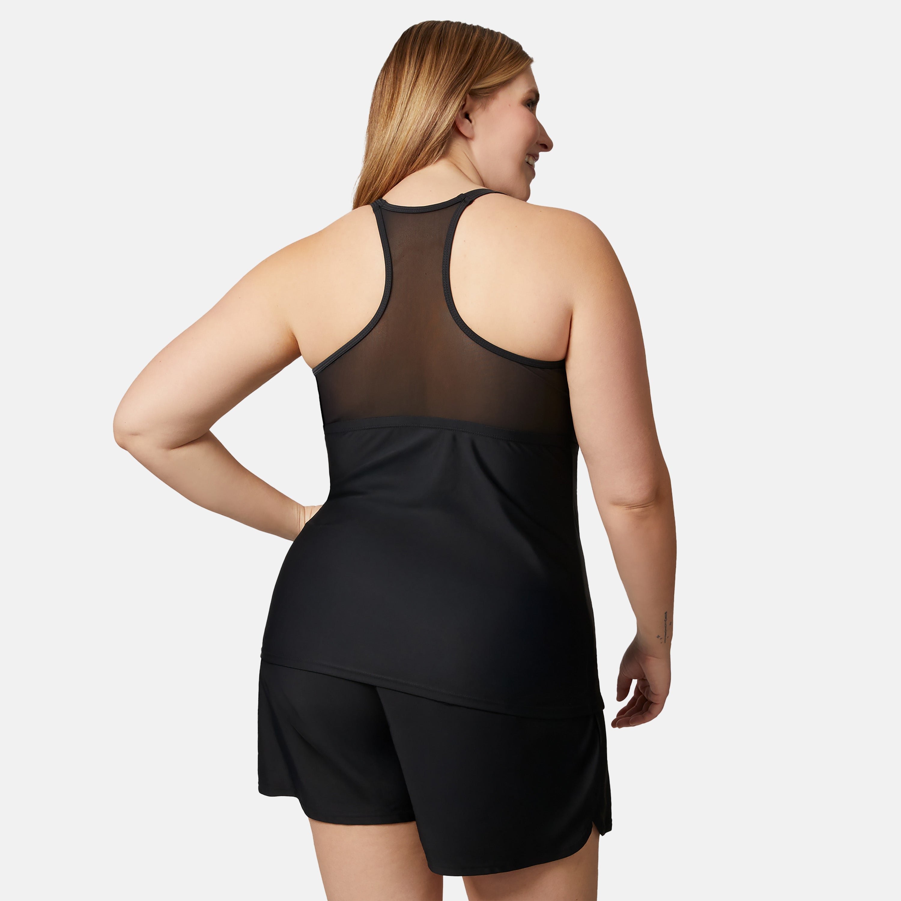 Women's Plus Size Tango Mesh Zip Up Racerback Tankini Top