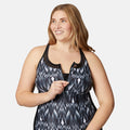 Women's Plus Size Tango Mesh Zip Up Racerback Tankini Top