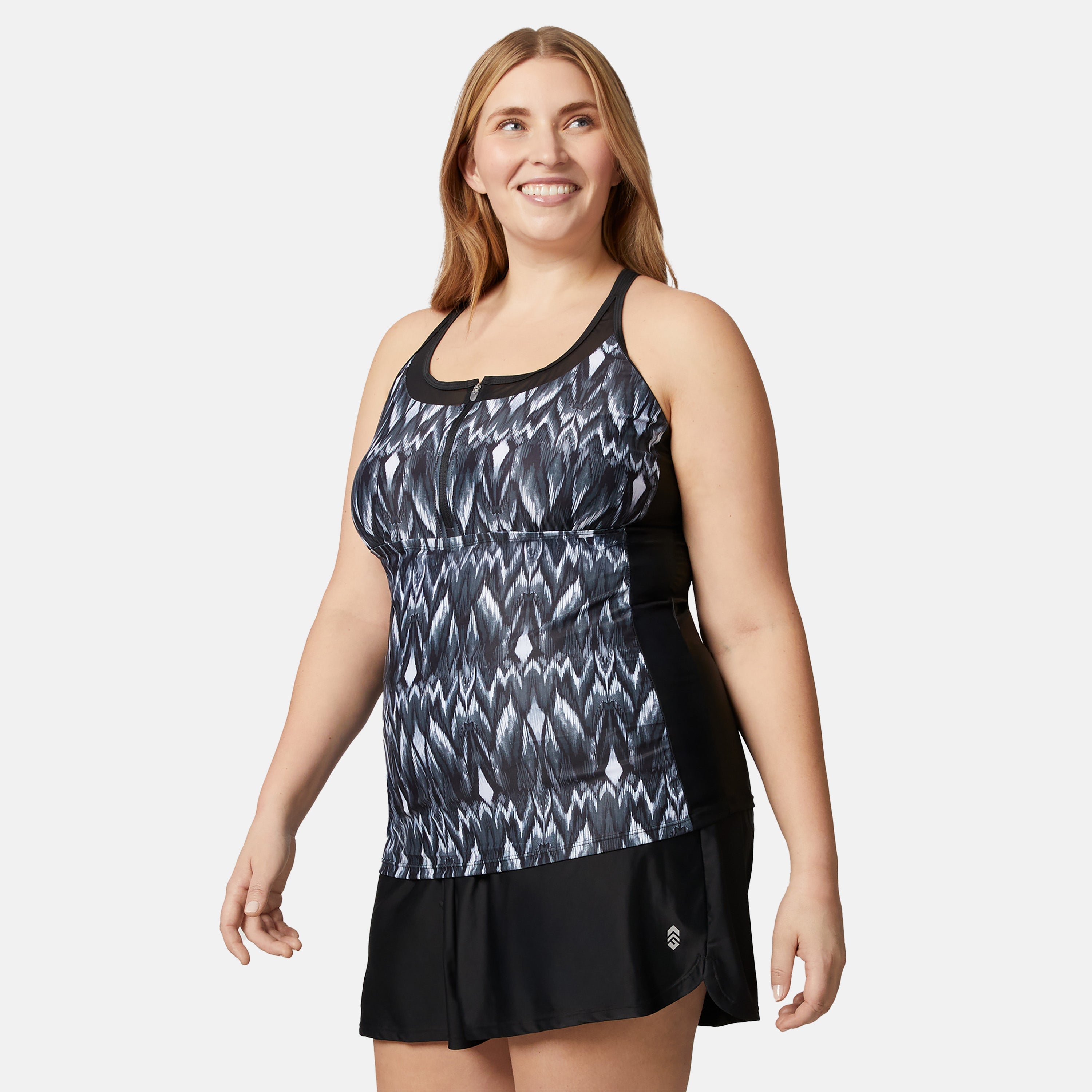 Women's Plus Size Tango Mesh Zip Up Racerback Tankini Top