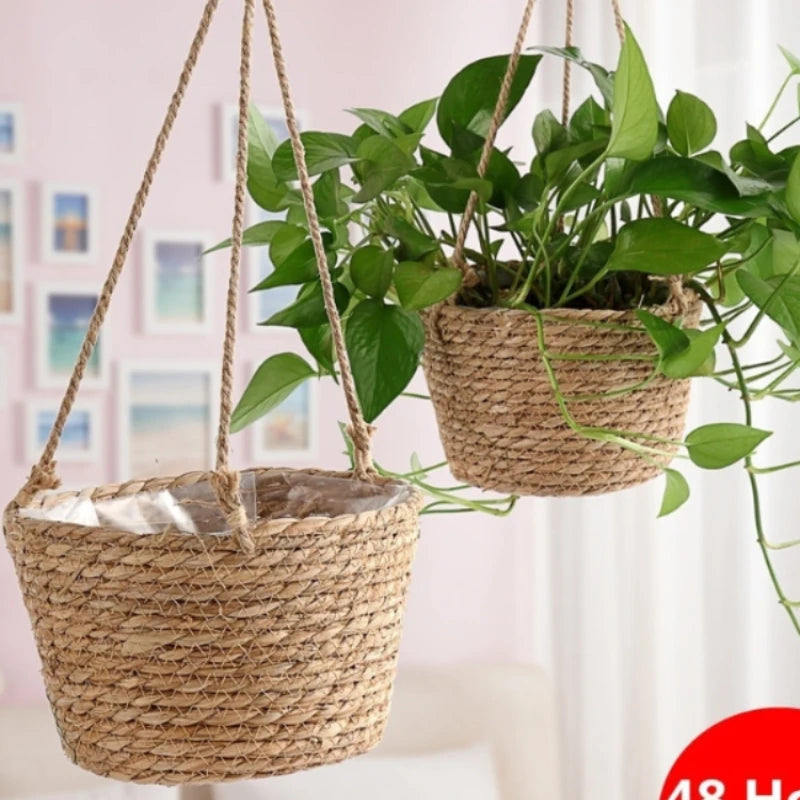 Woven Jute Hanging Planter Basket