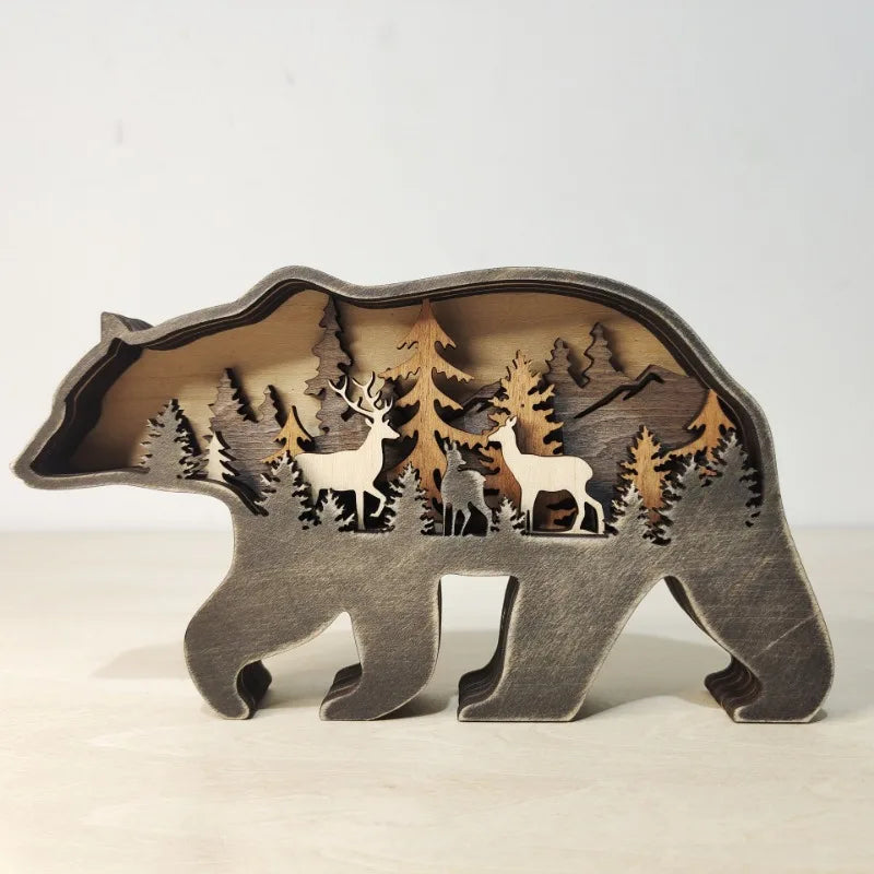 Meegan Mountain Wood Bear & Moose Accent