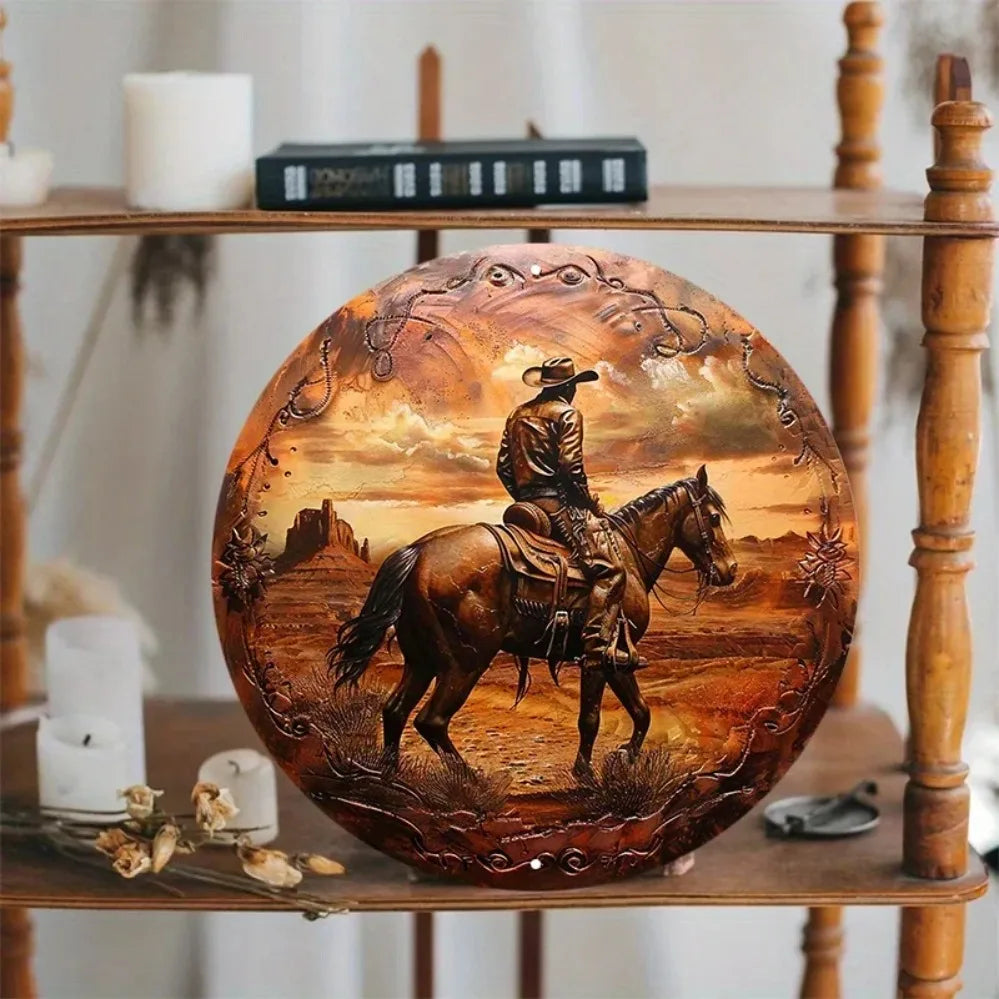 Cowboy Wild West Round Wall Art