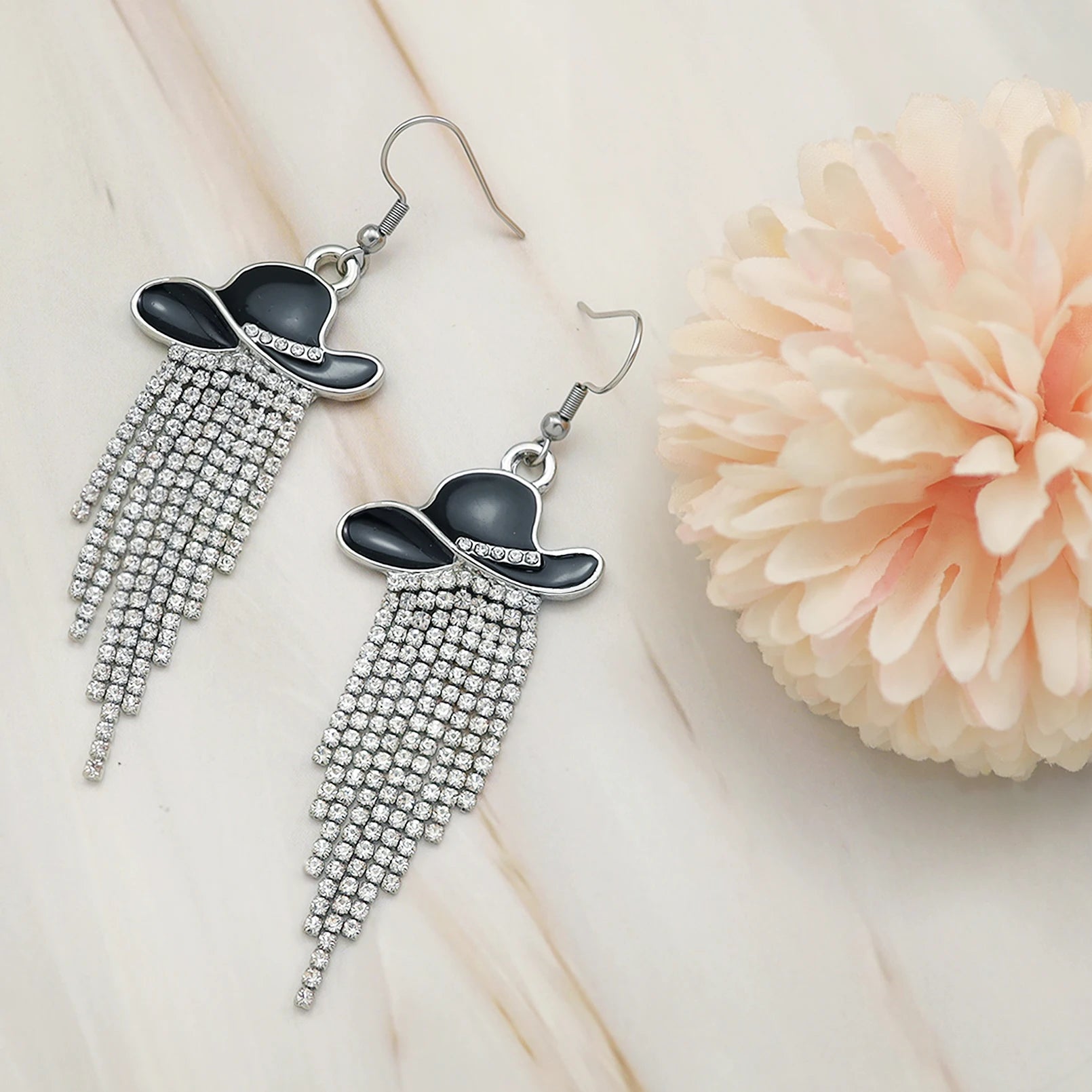 Cowgirl Hat Fringe Earrings
