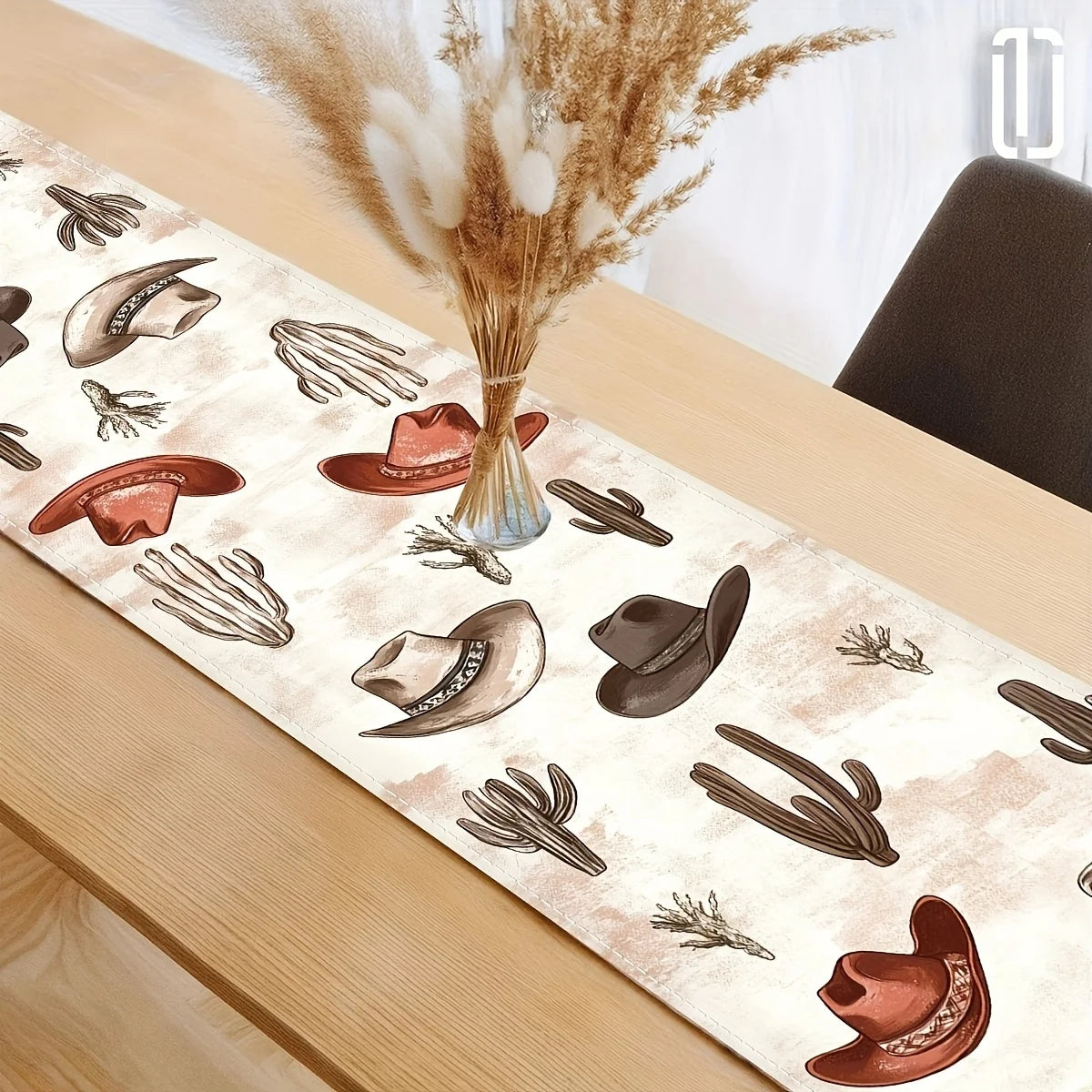 Western Cowboy & Cactus Table Runner