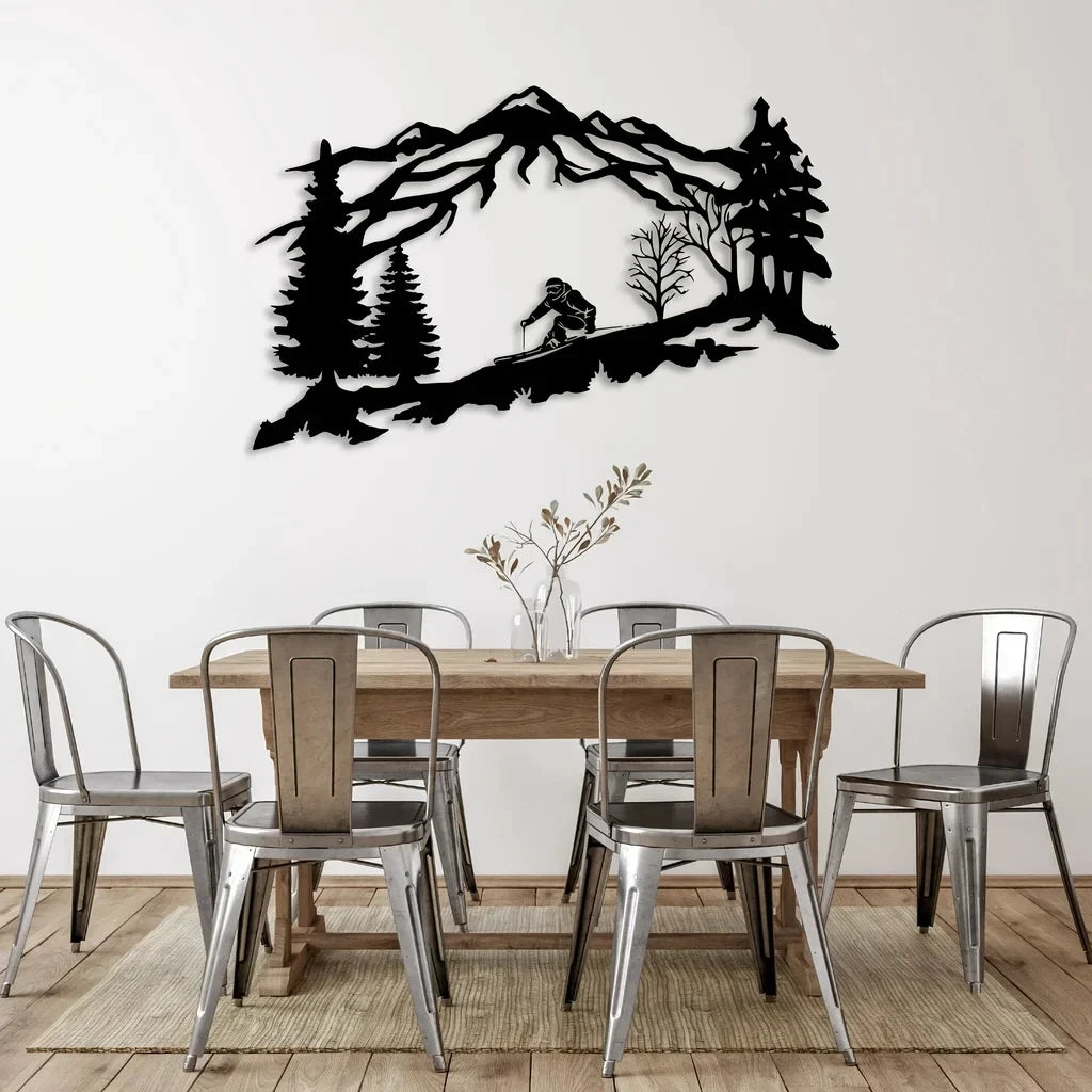 Mountain Skier Metal Wall Art