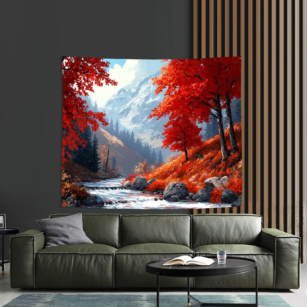 Autumn Mountain Stream Tapestry