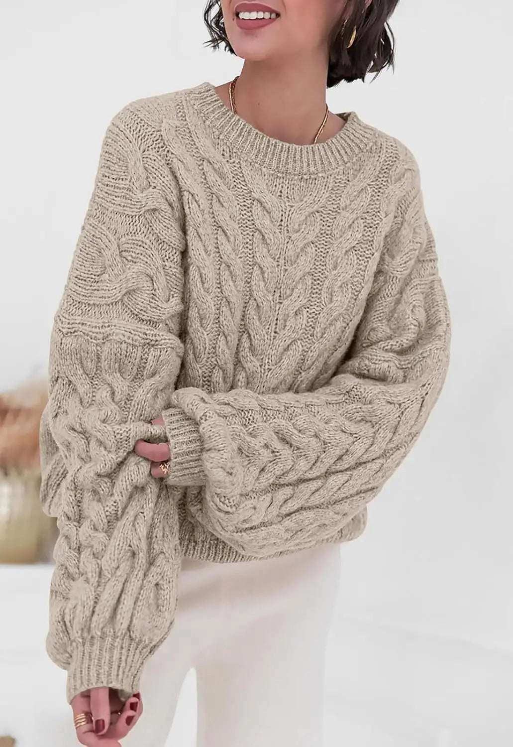 Women's Cable-Knit Pullover Sweater