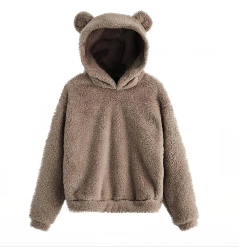 Women's Fuzzy Bear Ear Hoodie