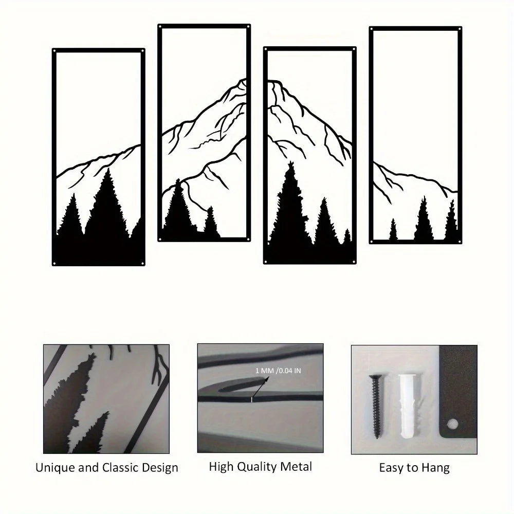 4-Piece Mountain Wall Decor Set