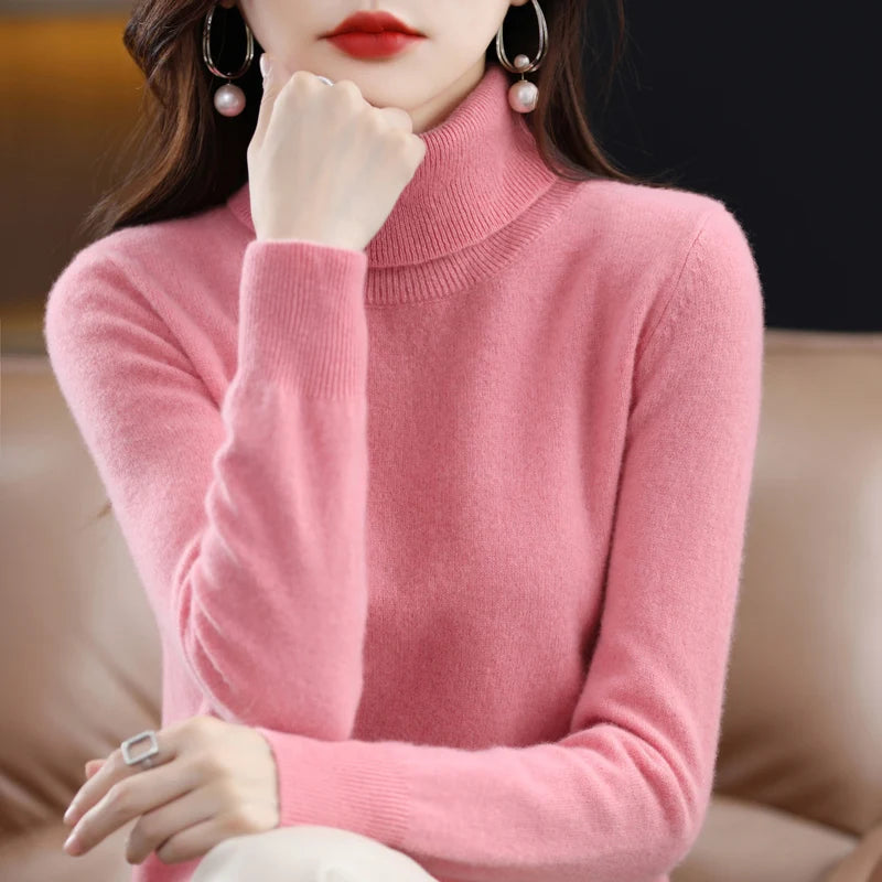Women's 100% Merino Wool Turtleneck Sweater | Soft Knit Pullover